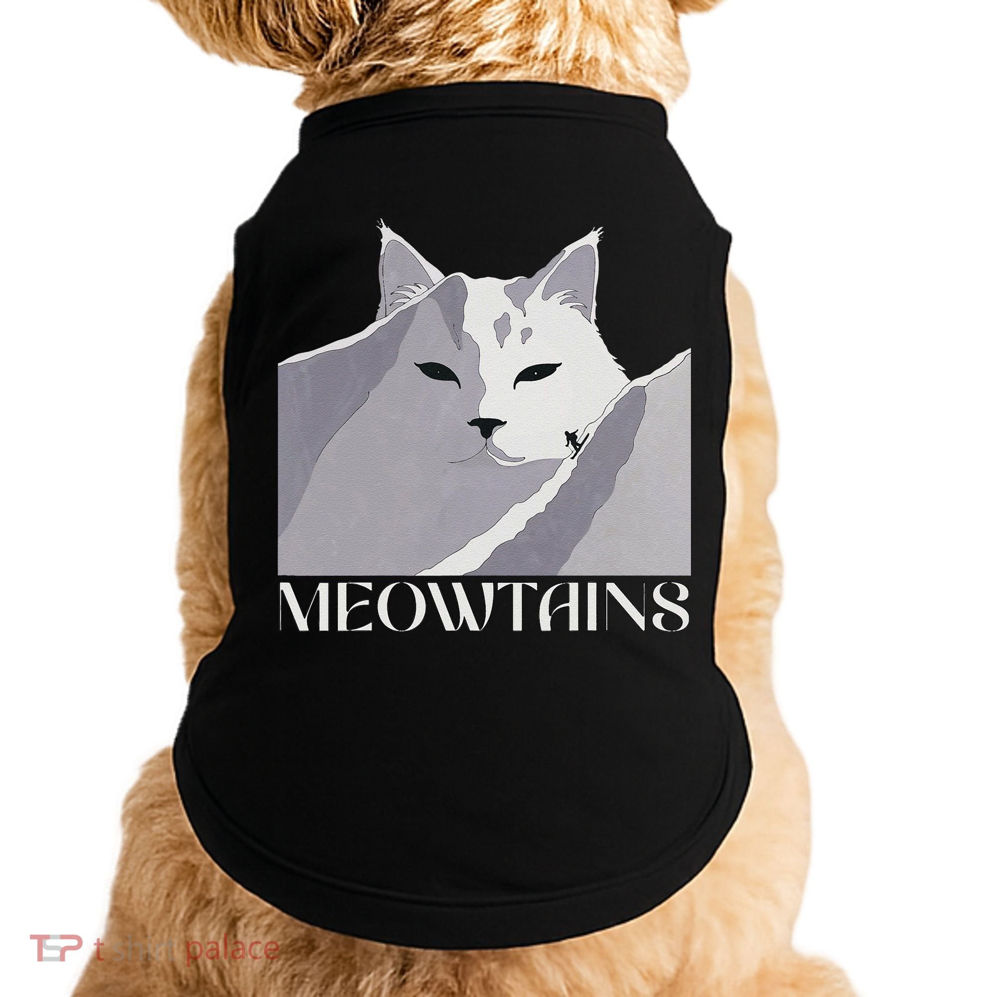Meowtains Winter Cat Art Snow Skiing On Cat Mountain Doggie Tank