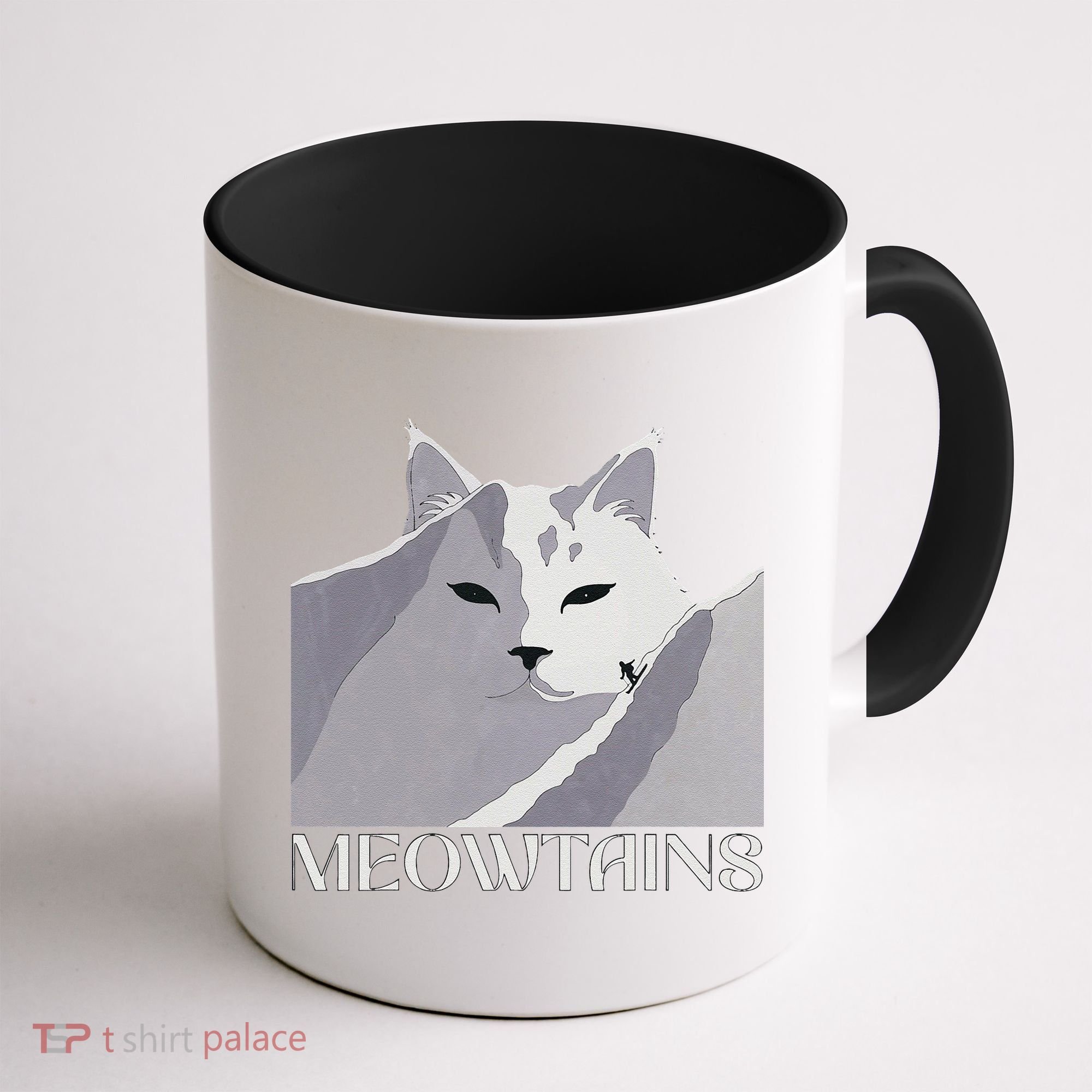 Meowtains Winter Cat Art Snow Skiing On Cat Mountain Coffee Mug
