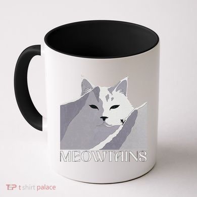 Meowtains Winter Cat Art Snow Skiing On Cat Mountain Coffee Mug
