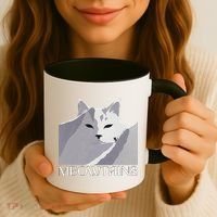 Meowtains Winter Cat Art Snow Skiing On Cat Mountain Coffee Mug thumb 3