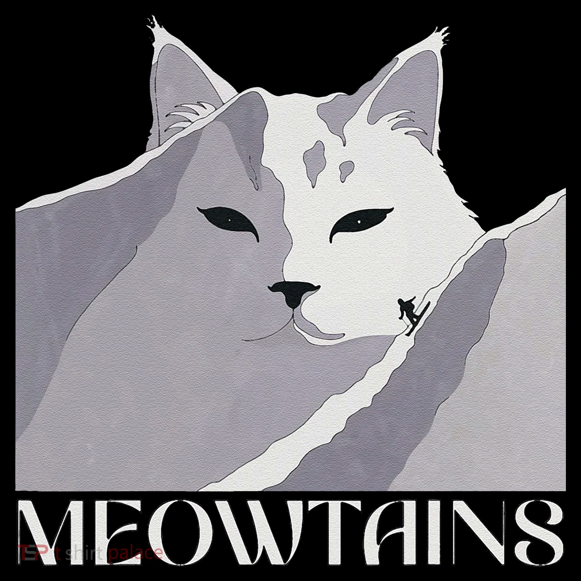 Meowtains Winter Cat Art Snow Skiing On Cat Mountain Coffee Mug