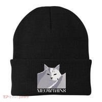 Meowtains Winter Cat Art Snow Skiing On Cat Mountain Beanie thumb 0