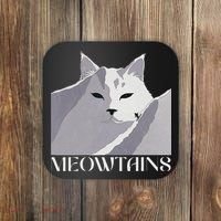 Meowtains Winter Cat Art Snow Skiing On Cat Mountain Coaster thumb 0