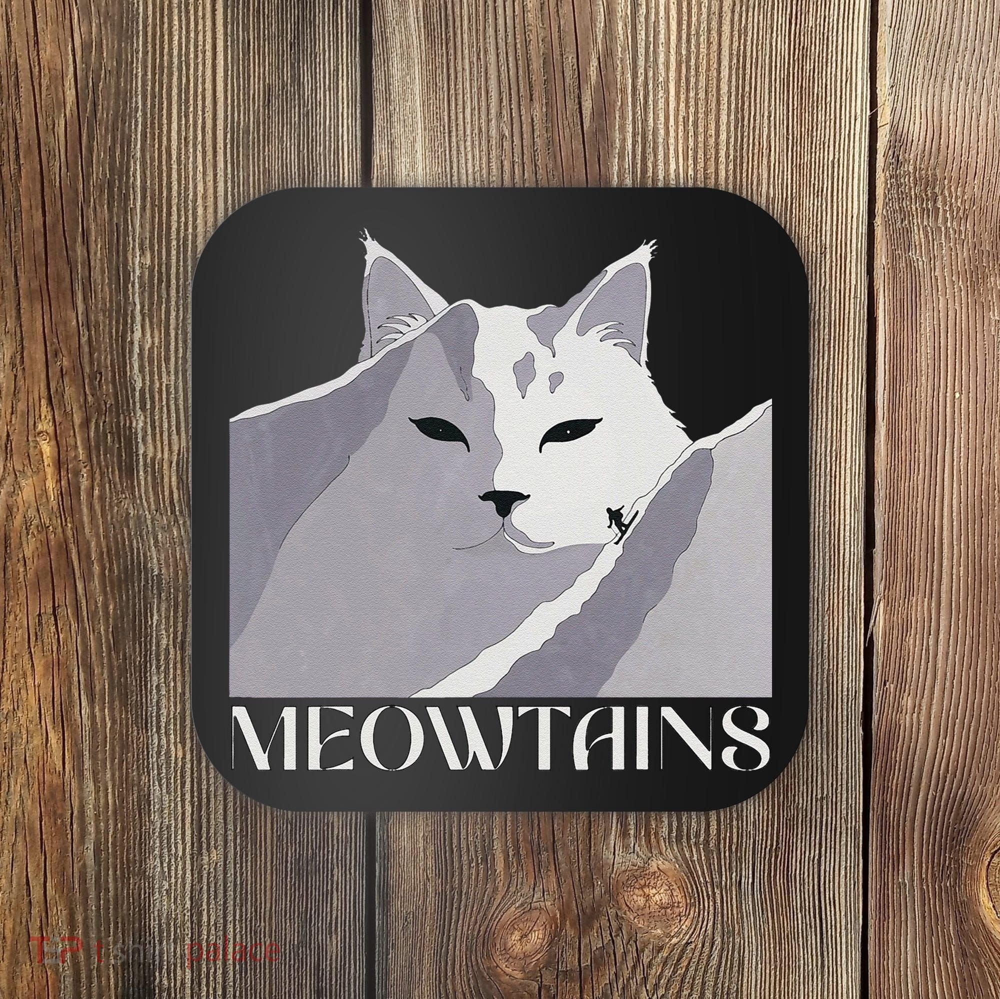 Meowtains Winter Cat Art Snow Skiing On Cat Mountain Coaster