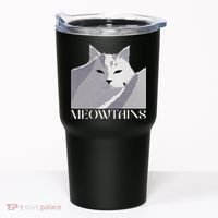 Meowtains Winter Cat Art Snow Skiing On Cat Mountain Tumbler thumb 0