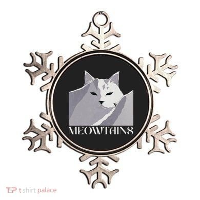 Meowtains Winter Cat Art Snow Skiing On Cat Mountain Ornament