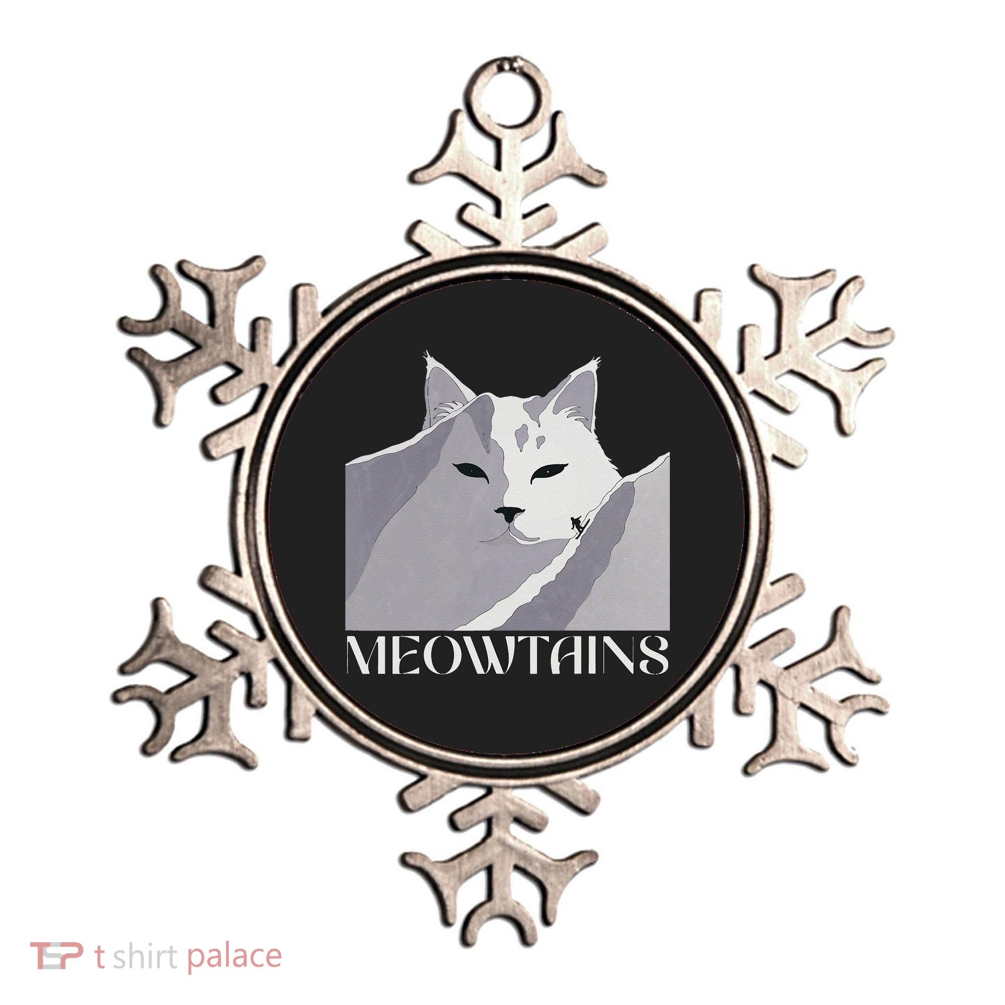 Meowtains Winter Cat Art Snow Skiing On Cat Mountain Ornament