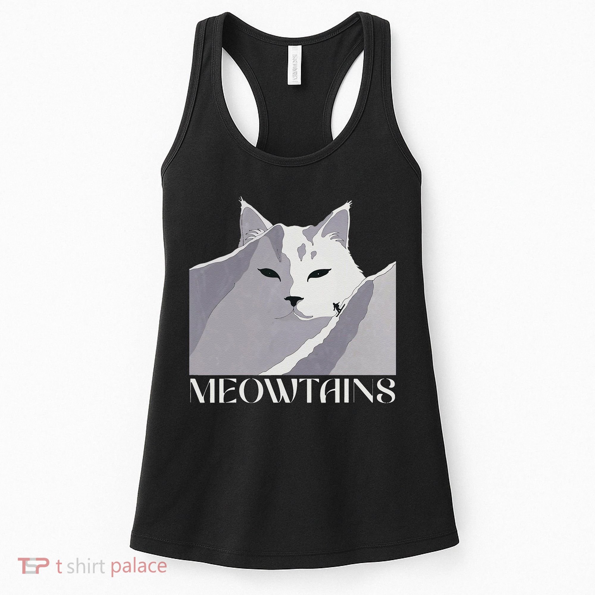 Meowtains Winter Cat Art Snow Skiing On Cat Mountain Women's Tank Top