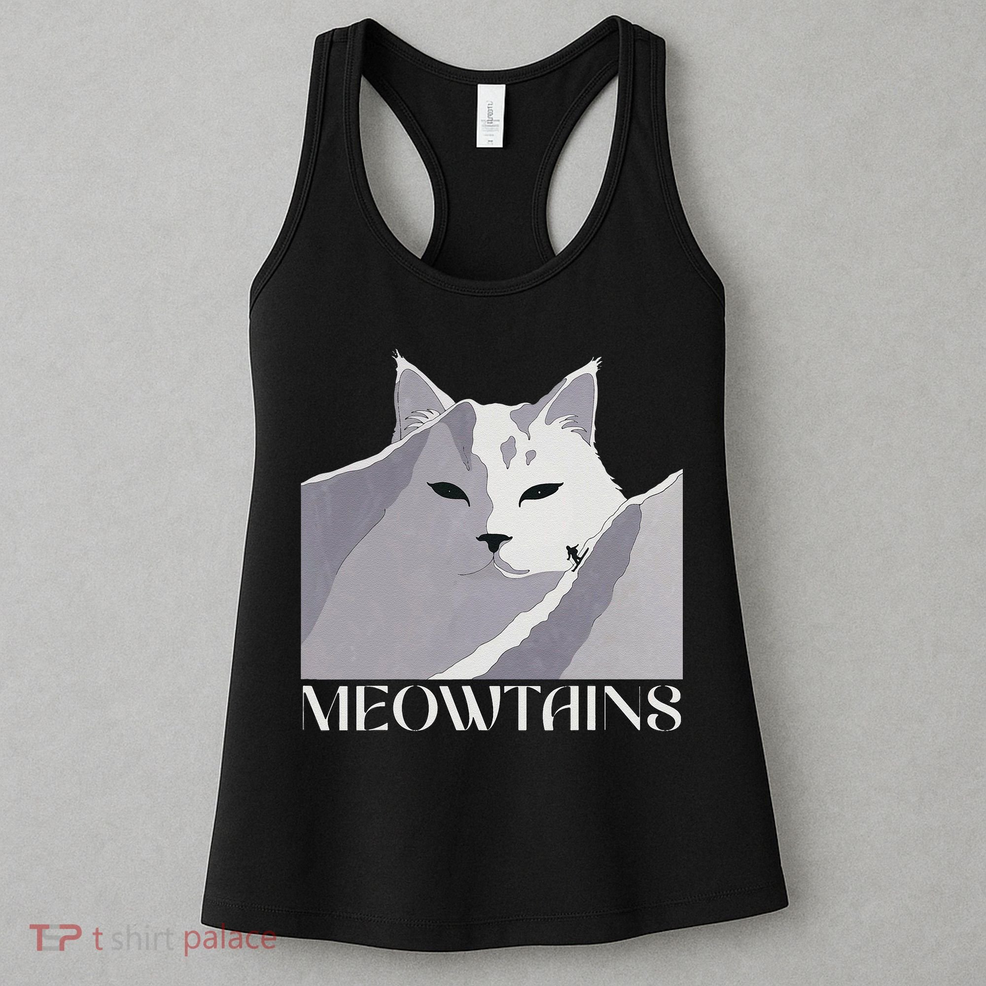 Meowtains Winter Cat Art Snow Skiing On Cat Mountain Women's Tank Top