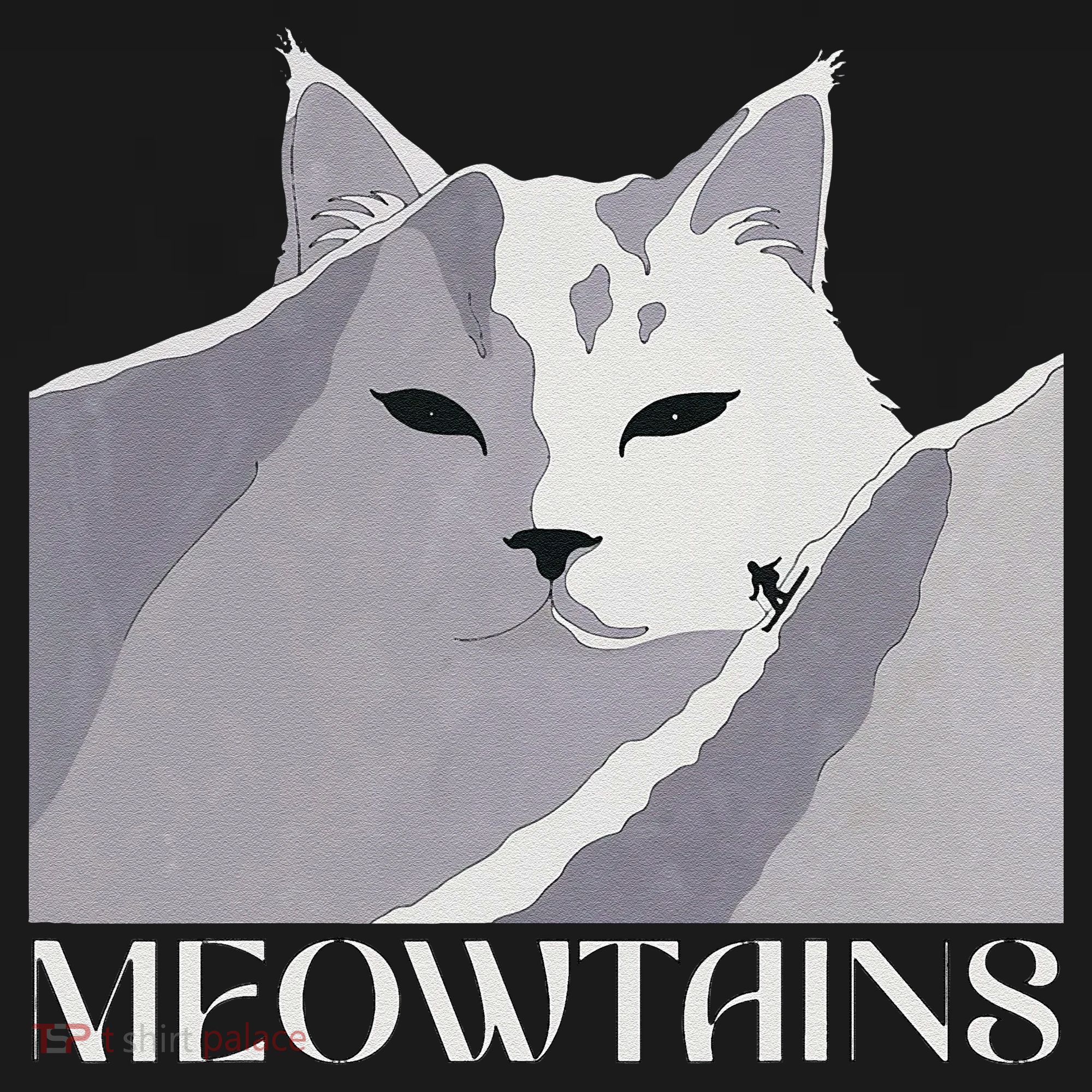 Meowtains Winter Cat Art Snow Skiing On Cat Mountain Women's Tank Top