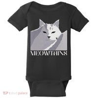 Meowtains Winter Cat Art Snow Skiing On Cat Mountain Baby Bodysuit thumb 0