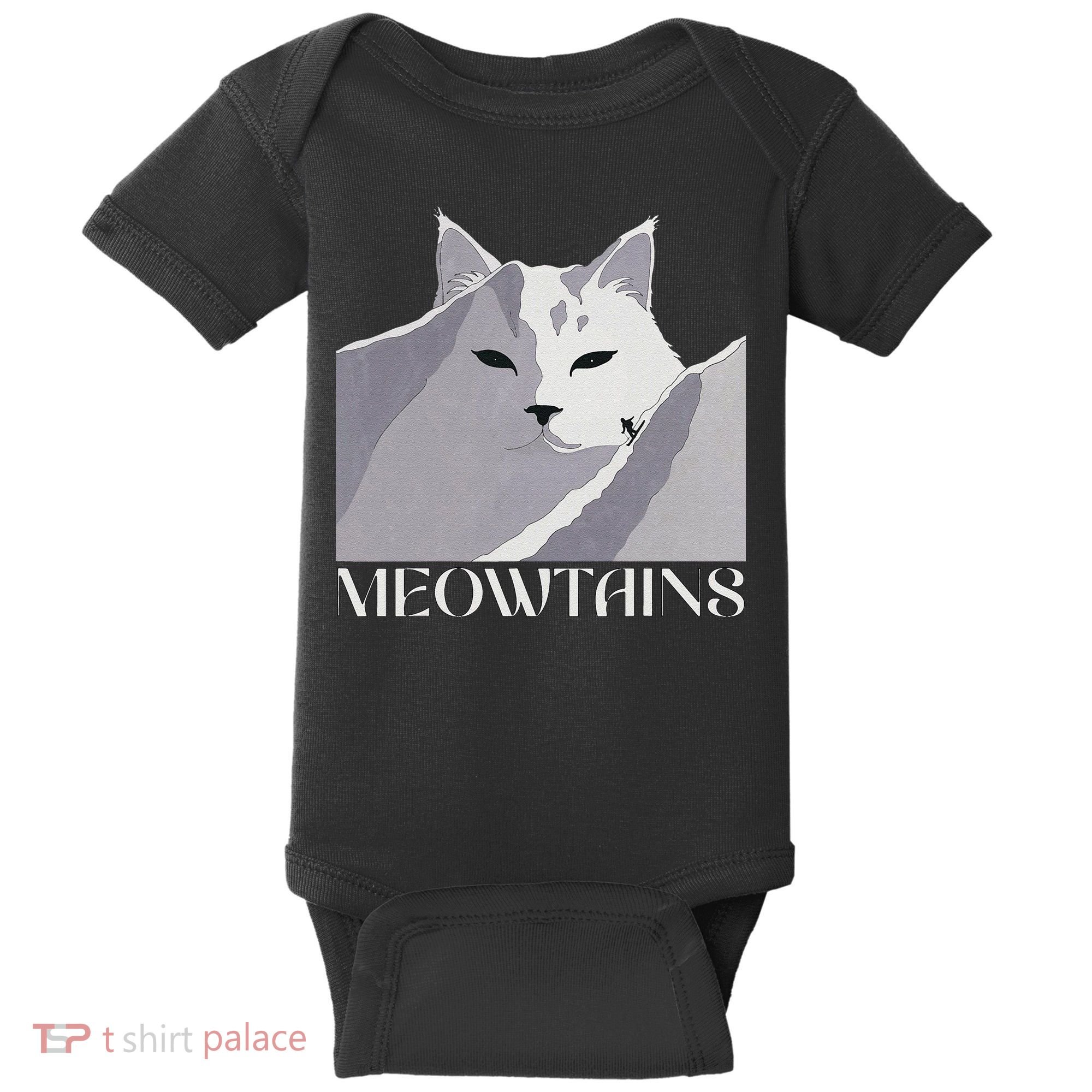 Meowtains Winter Cat Art Snow Skiing On Cat Mountain Baby Bodysuit