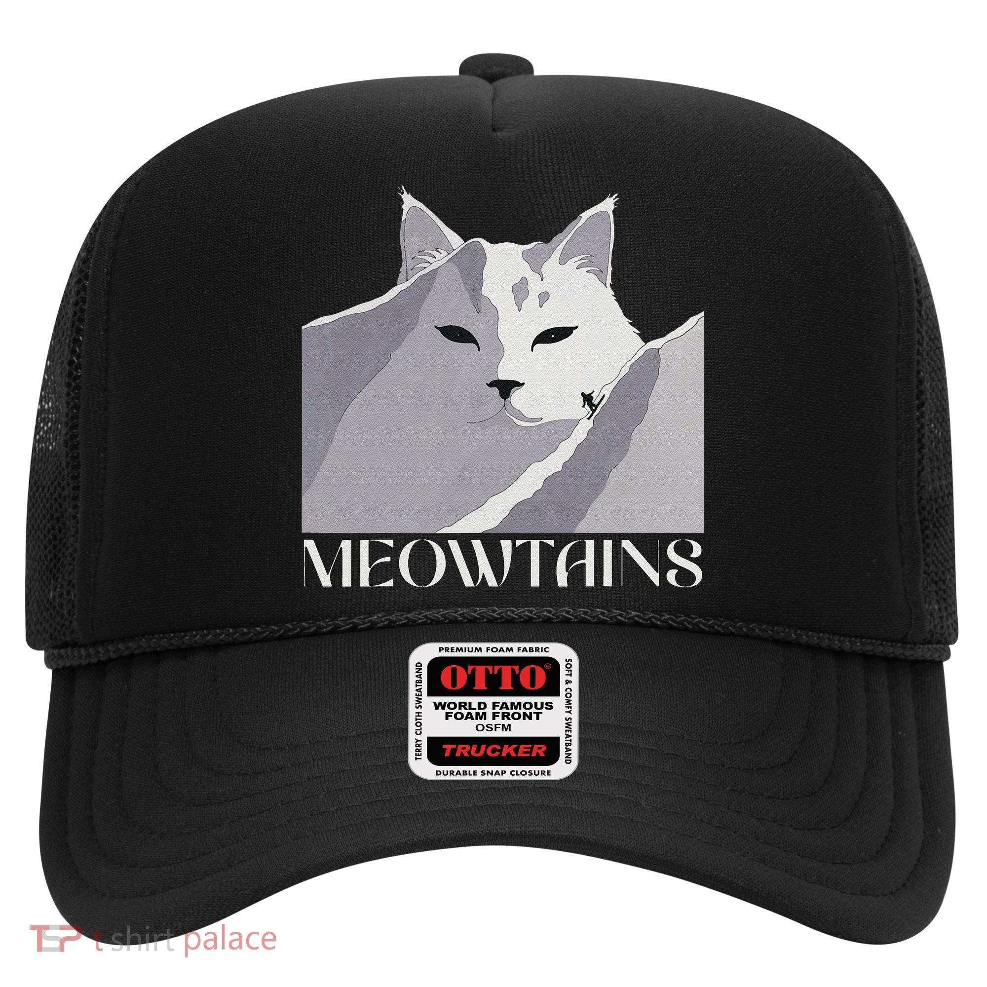 Meowtains Winter Cat Art Snow Skiing On Cat Mountain Hat