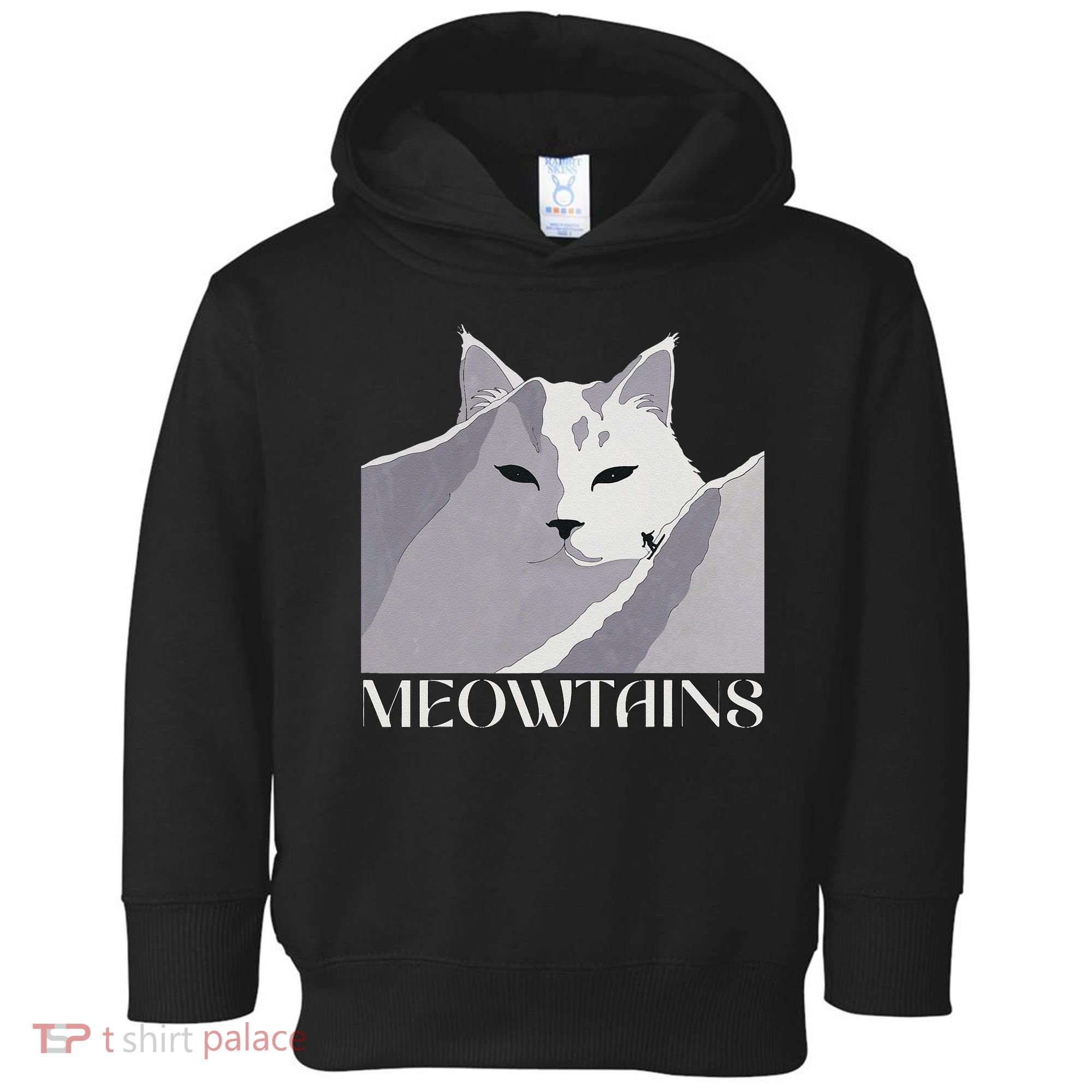 Meowtains Winter Cat Art Snow Skiing On Cat Mountain Toddler Hoodie