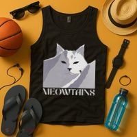 Meowtains Winter Cat Art Snow Skiing On Cat Mountain Tank Top thumb 4