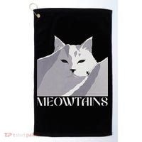Meowtains Winter Cat Art Snow Skiing On Cat Mountain Golf Towel thumb 0