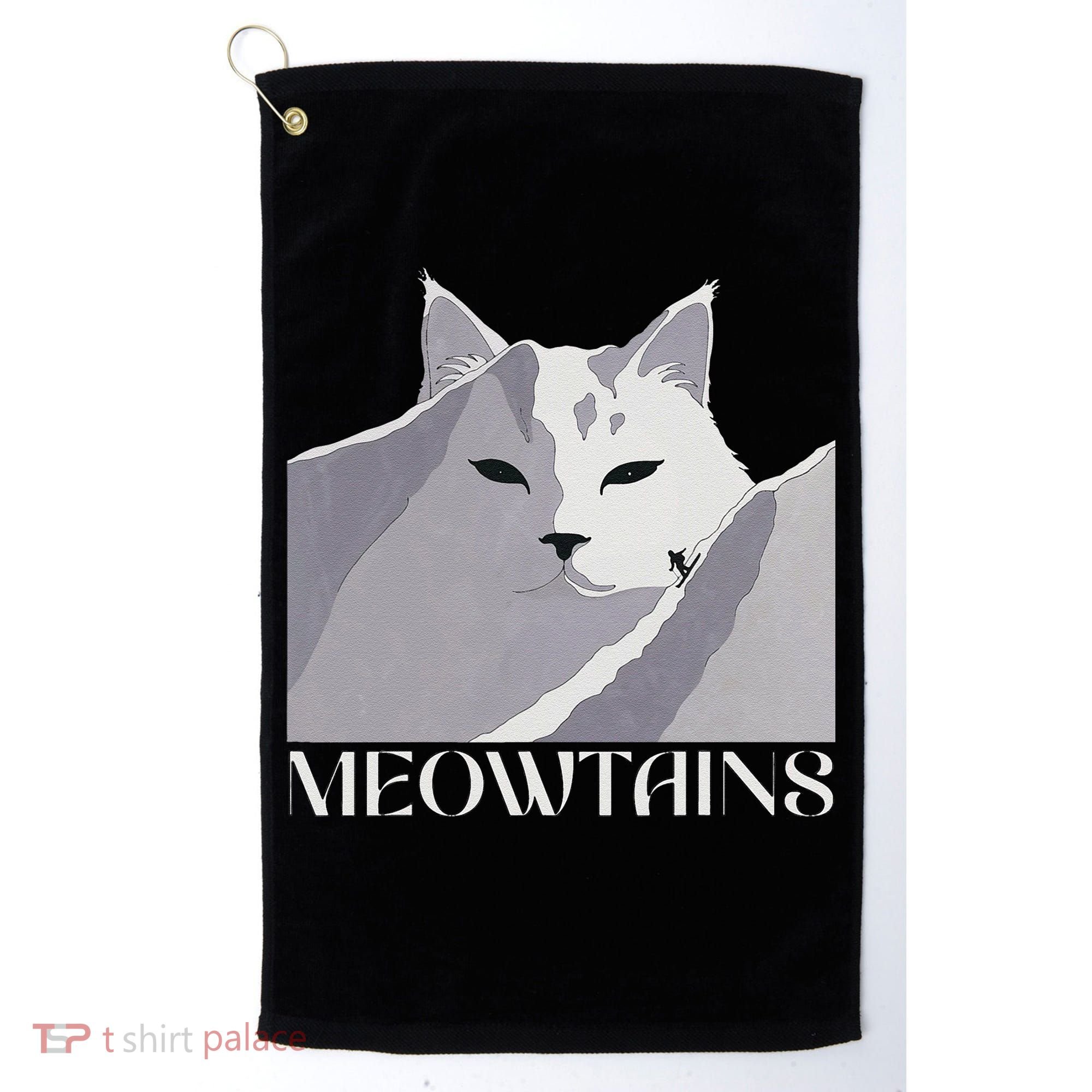 Meowtains Winter Cat Art Snow Skiing On Cat Mountain Golf Towel