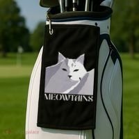 Meowtains Winter Cat Art Snow Skiing On Cat Mountain Golf Towel thumb 2
