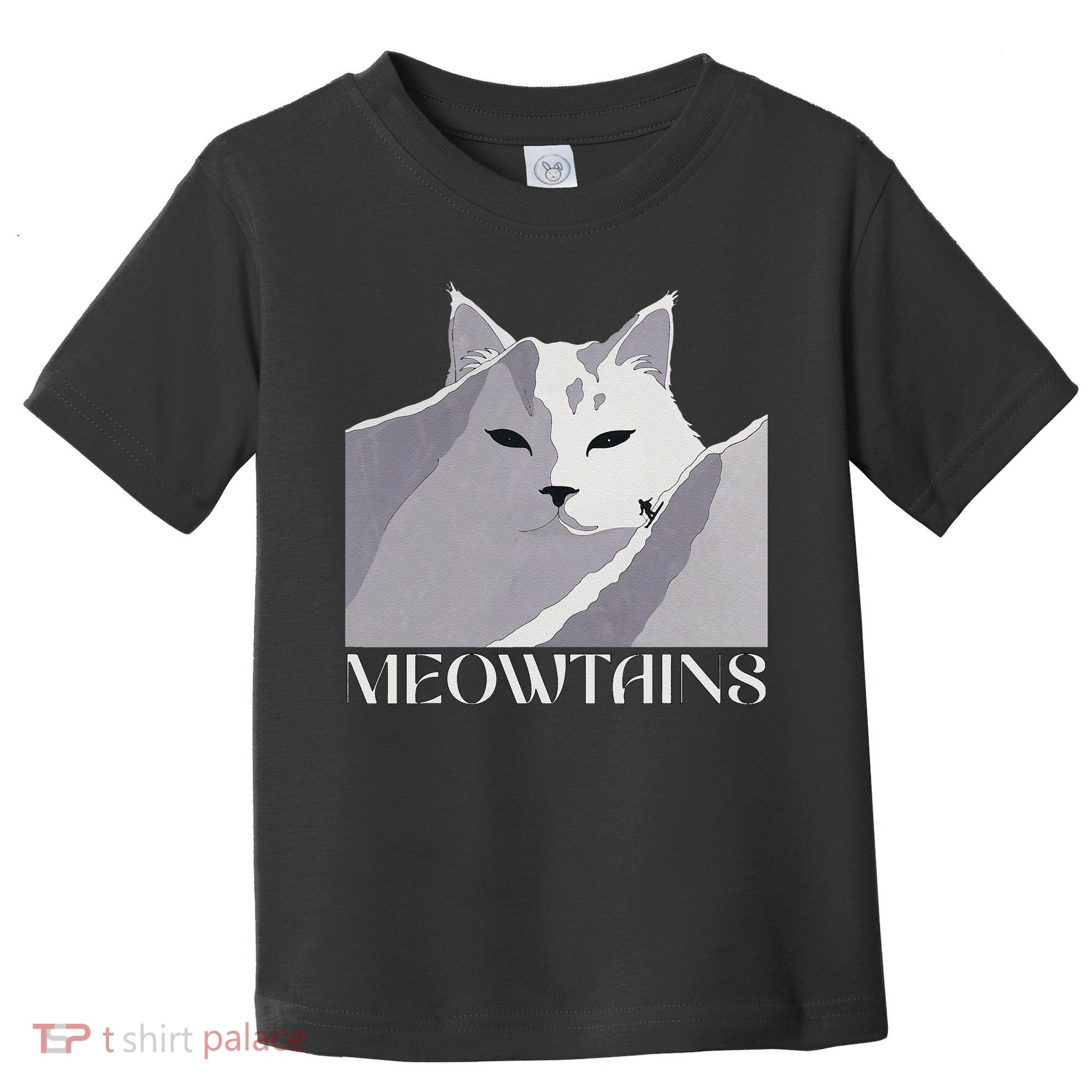Meowtains Winter Cat Art Snow Skiing On Cat Mountain Toddler T-Shirt