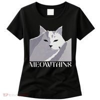 Meowtains Winter Cat Art Snow Skiing On Cat Mountain Women's T-Shirt thumb 0