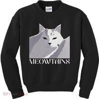 Meowtains Winter Cat Art Snow Skiing On Cat Mountain Kids Sweatshirt thumb 0