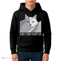 Meowtains Winter Cat Art Snow Skiing On Cat Mountain Kids Hoodie thumb 4