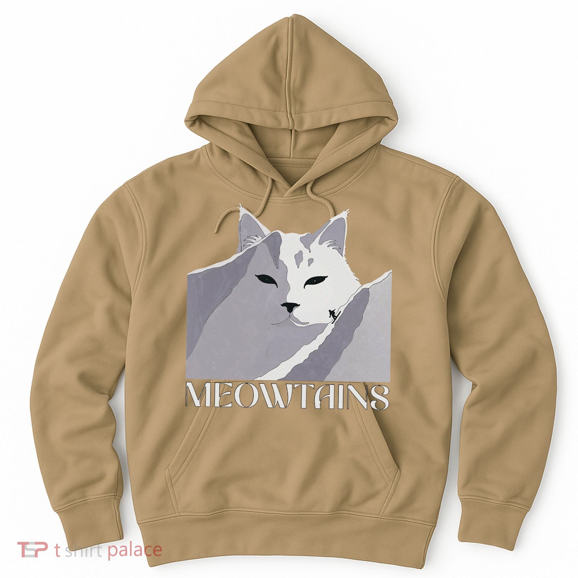 Meowtains Winter Cat Art Snow Skiing On Cat Mountain Hoodie