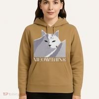 Meowtains Winter Cat Art Snow Skiing On Cat Mountain Hoodie thumb 5