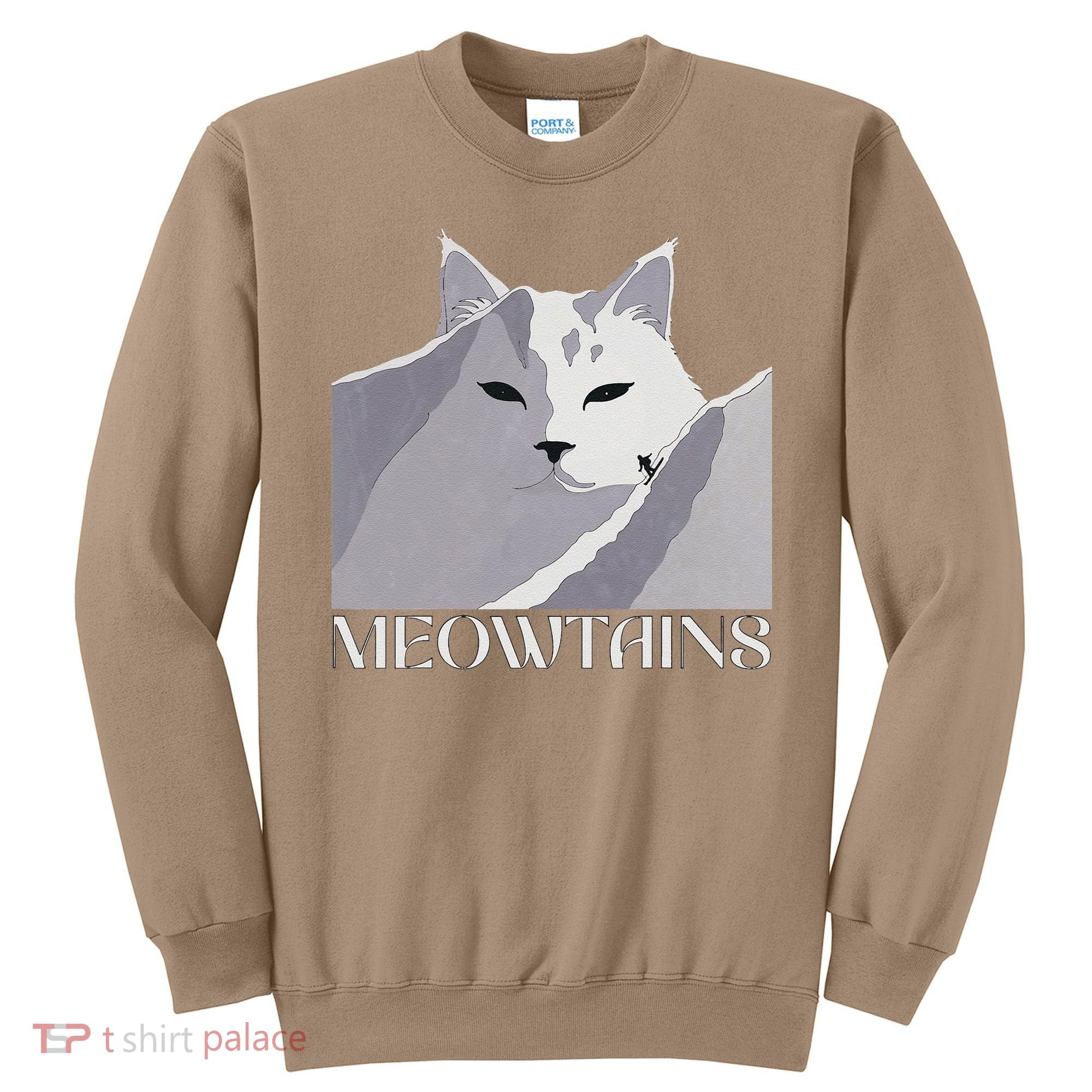 Meowtains Winter Cat Art Snow Skiing On Cat Mountain Sweatshirt