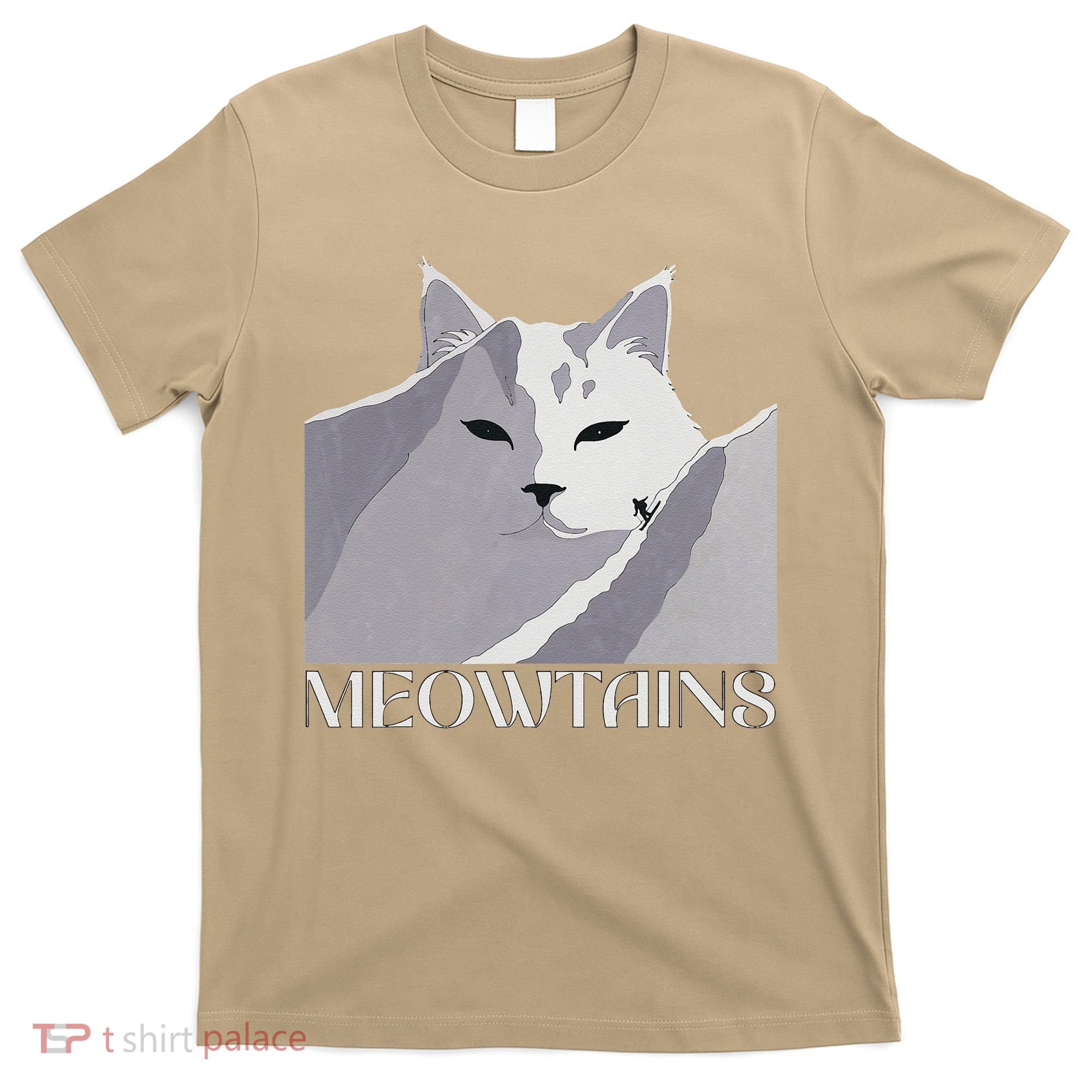 Meowtains Winter Cat Art Snow Skiing On Cat Mountain T-Shirt