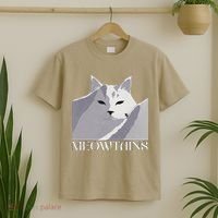 Meowtains Winter Cat Art Snow Skiing On Cat Mountain T-Shirt thumb 2