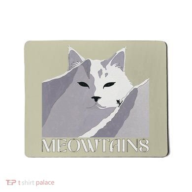 Meowtains Winter Cat Art Snow Skiing On Cat Mountain Mousepad