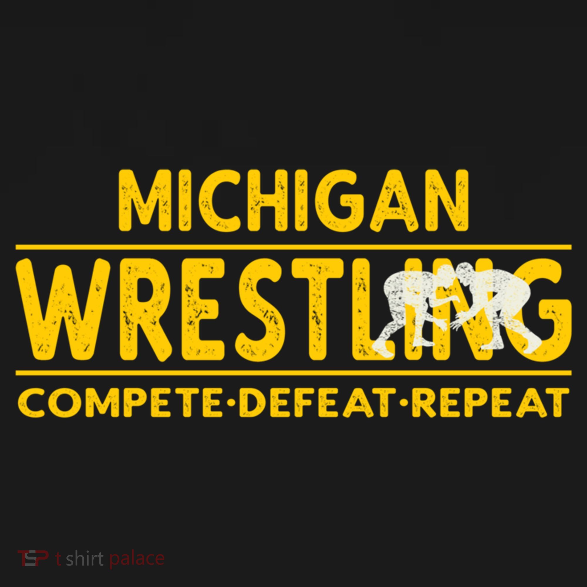 Michigan Wrestling Compete Defeat Repeat Gift Doggie Tank