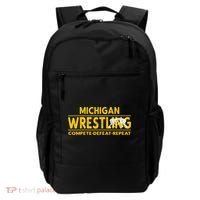 Michigan Wrestling Compete Defeat Repeat Gift Backpack thumb 0