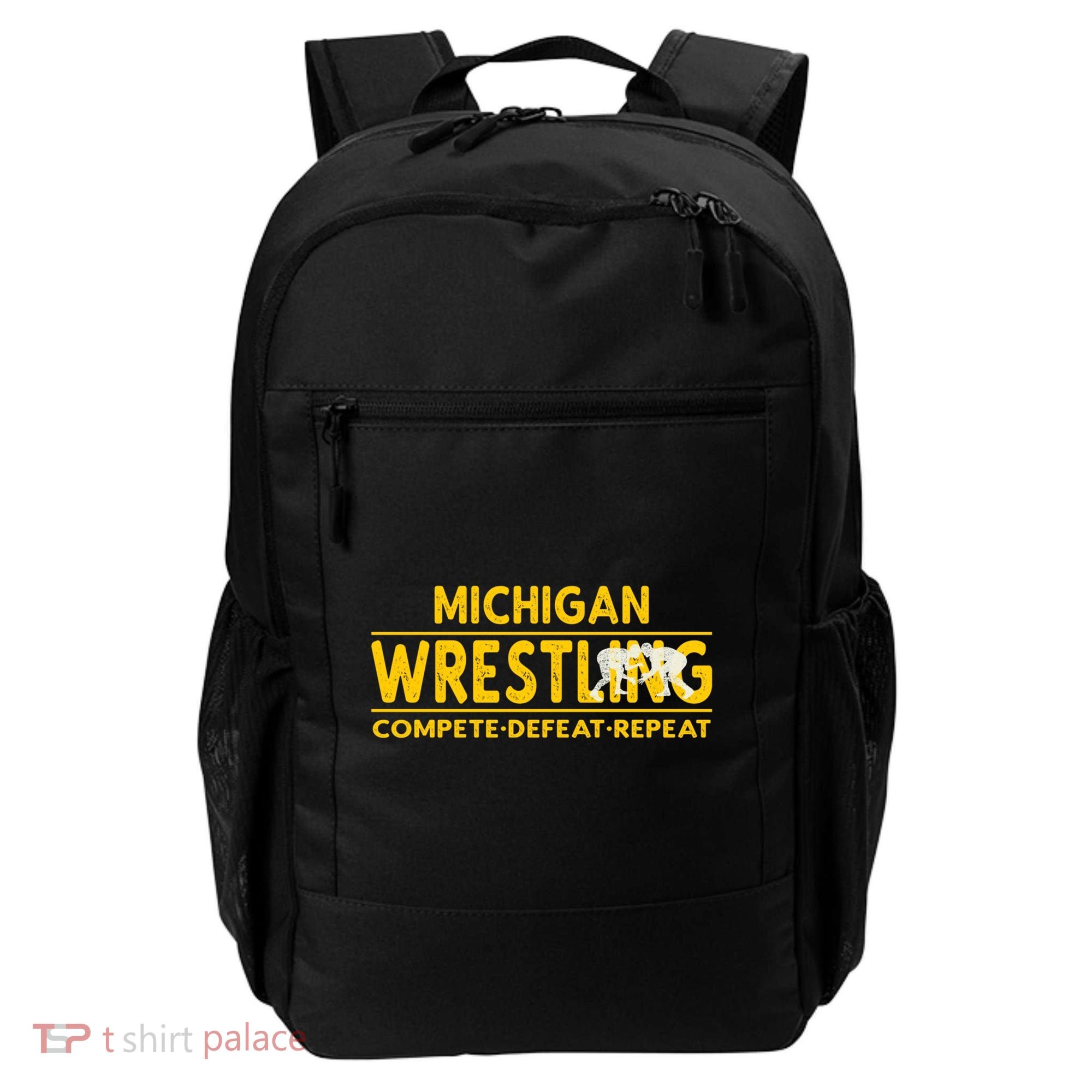 Michigan Wrestling Compete Defeat Repeat Gift Backpack