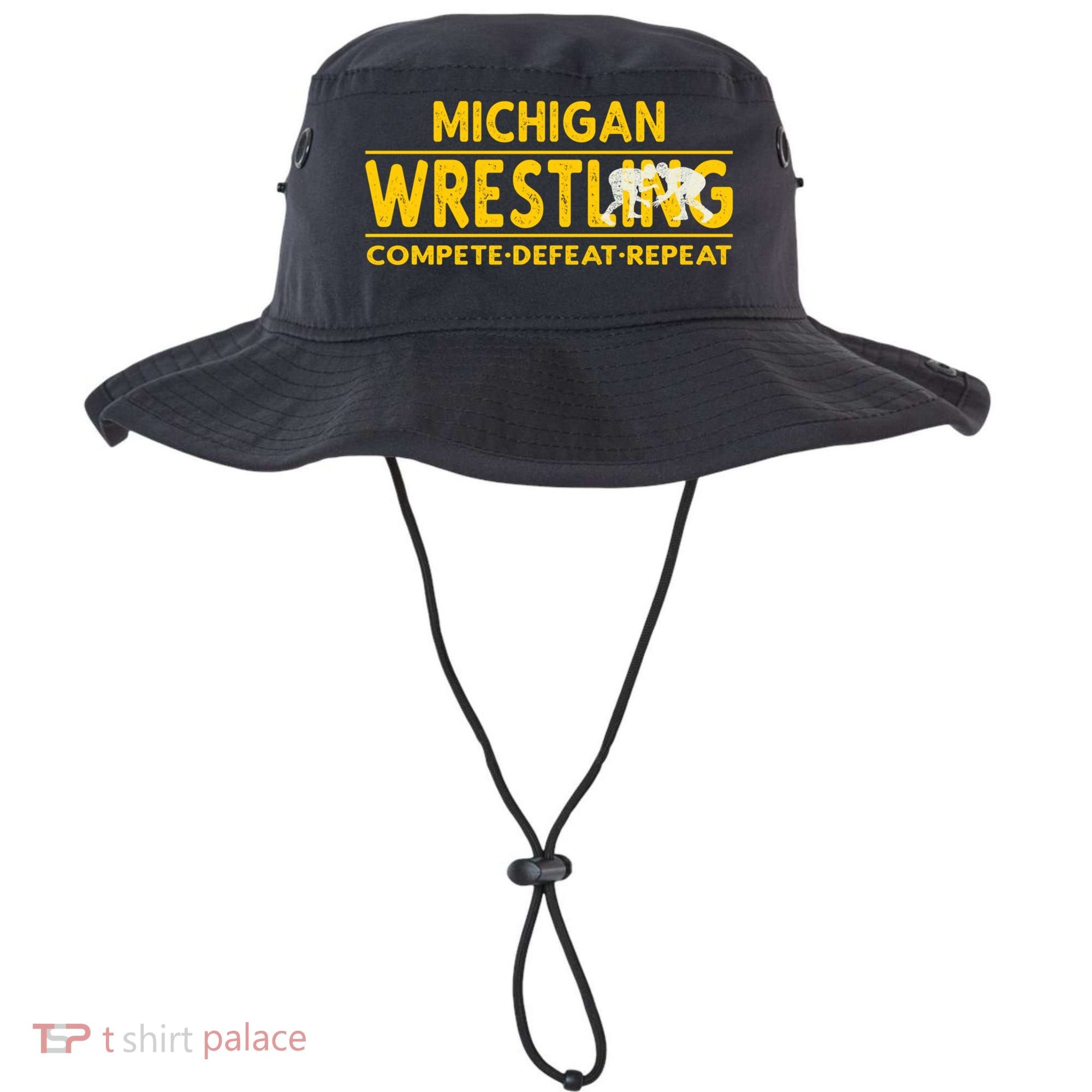 Michigan Wrestling Compete Defeat Repeat Gift Bucket Hat