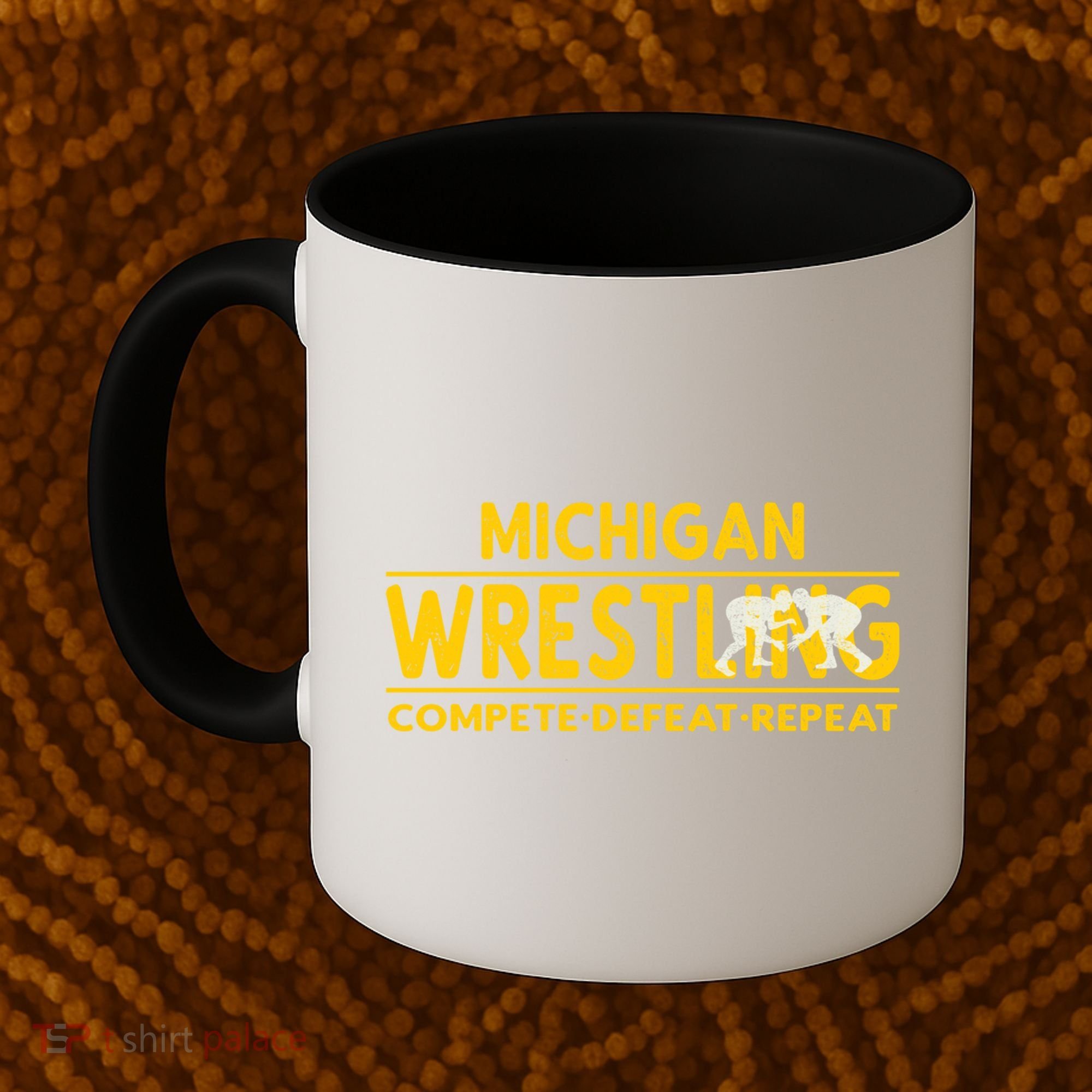 Michigan Wrestling Compete Defeat Repeat Gift Coffee Mug