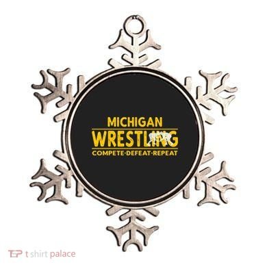 Michigan Wrestling Compete Defeat Repeat Gift Ornament