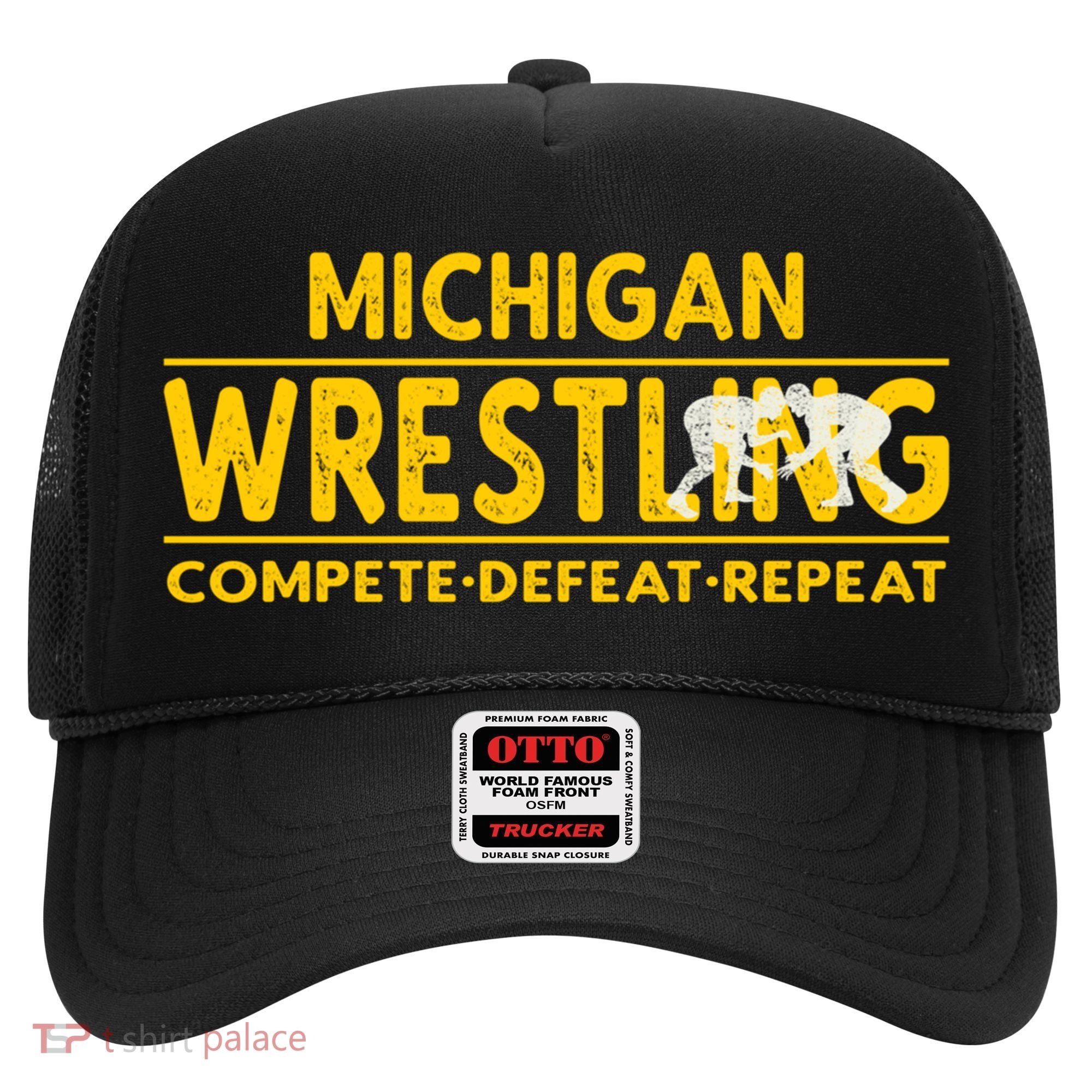 Michigan Wrestling Compete Defeat Repeat Gift Hat