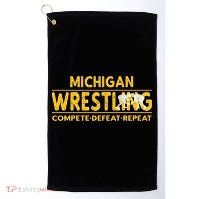 Michigan Wrestling Compete Defeat Repeat Gift Golf Towel