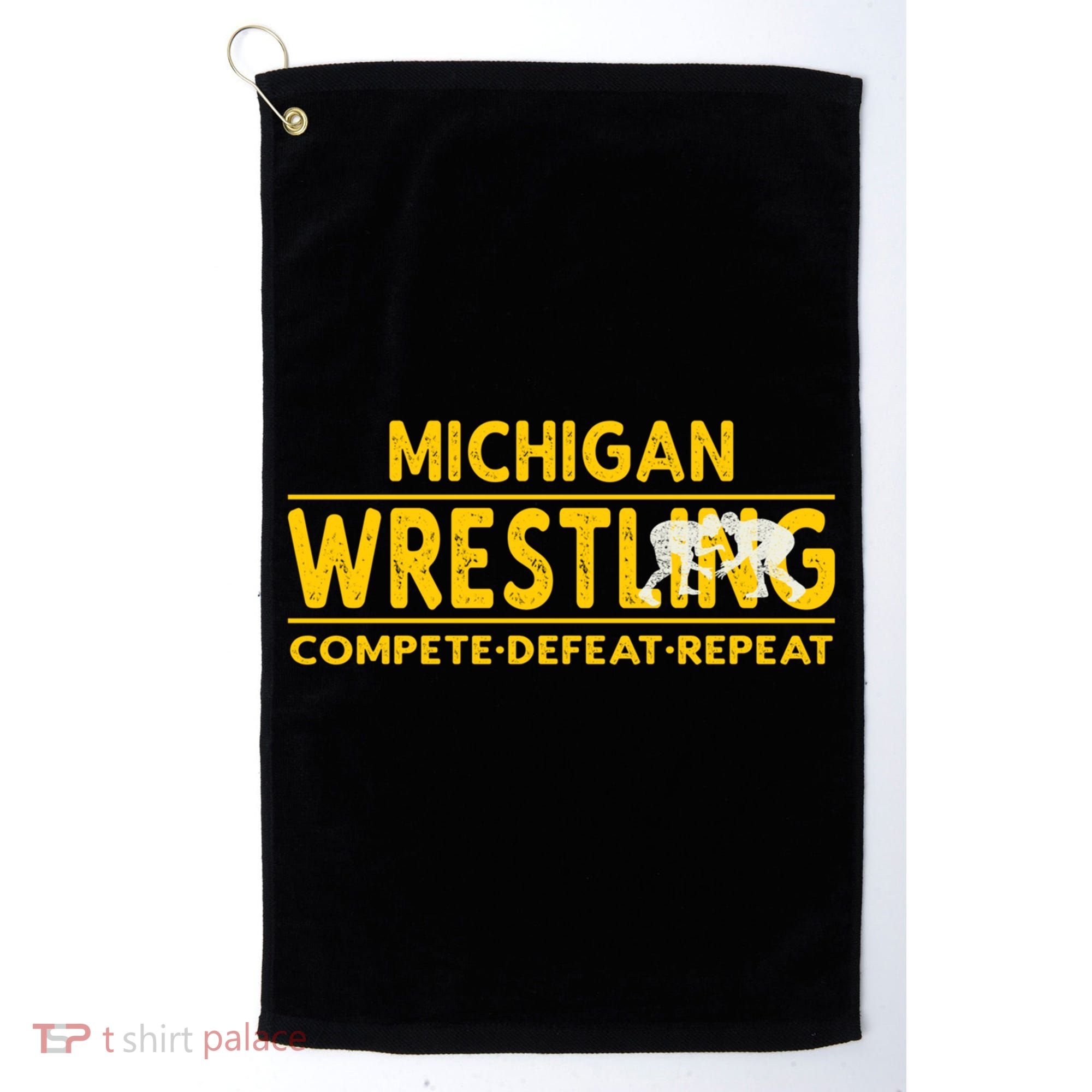Michigan Wrestling Compete Defeat Repeat Gift Golf Towel