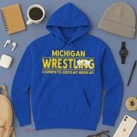 Michigan Wrestling Compete Defeat Repeat Gift Hoodie thumb 3