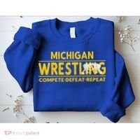 Michigan Wrestling Compete Defeat Repeat Gift Sweatshirt thumb 2