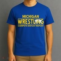Michigan Wrestling Compete Defeat Repeat Gift T-Shirt thumb 3