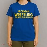 Michigan Wrestling Compete Defeat Repeat Gift T-Shirt thumb 4