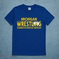 Michigan Wrestling Compete Defeat Repeat Gift T-Shirt thumb 5