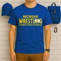 Michigan Wrestling Compete Defeat Repeat Gift T-Shirt thumb 6