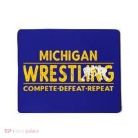 Michigan Wrestling Compete Defeat Repeat Gift Mousepad thumb 0