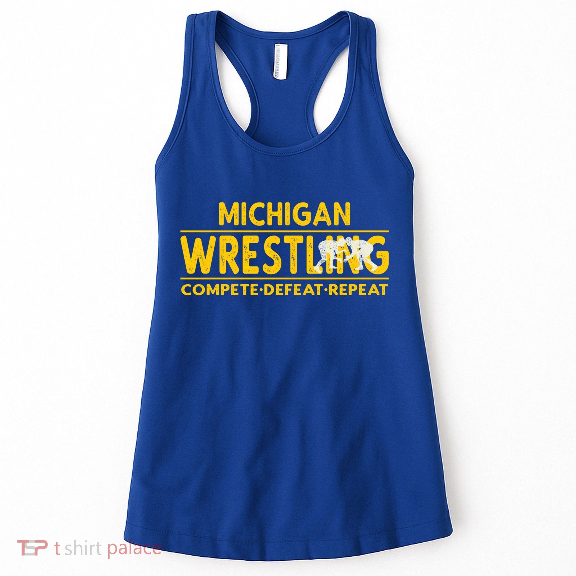 Michigan Wrestling Compete Defeat Repeat Gift Women's Tank Top