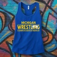 Michigan Wrestling Compete Defeat Repeat Gift Women's Tank Top thumb 3